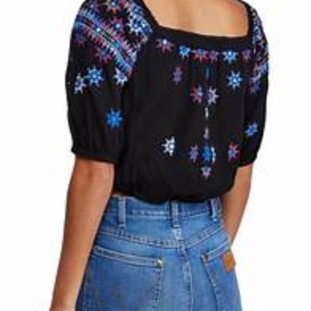Free People Aurura Embroidered top Size LG - Picture 3 of 10